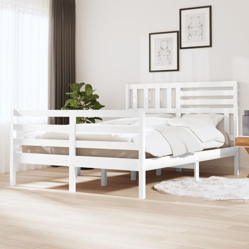 Giroletto Bianco in Legno Massello 135x190 cm 4FT6 Doppio Giroletto Bianco in Legno Massello 135x190 cm 4FT6 Doppio