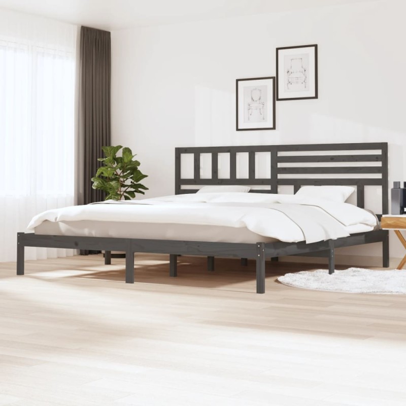 Giroletto Grigio Legno Massello Pino 180x200 cm 6FT Super King Giroletto Grigio Legno Massello Pino 180x200 cm 6FT Super King