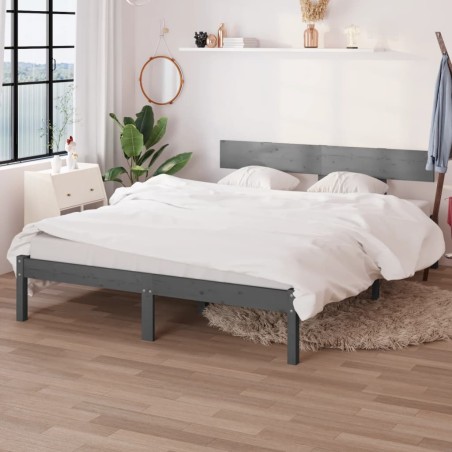 Giroletto Grigio in Legno Massello di Pino 120x190 cm UK Doppio