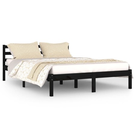 vidaXL Telaio Letto in Legno Massello di Pino 140x200 cm Nero