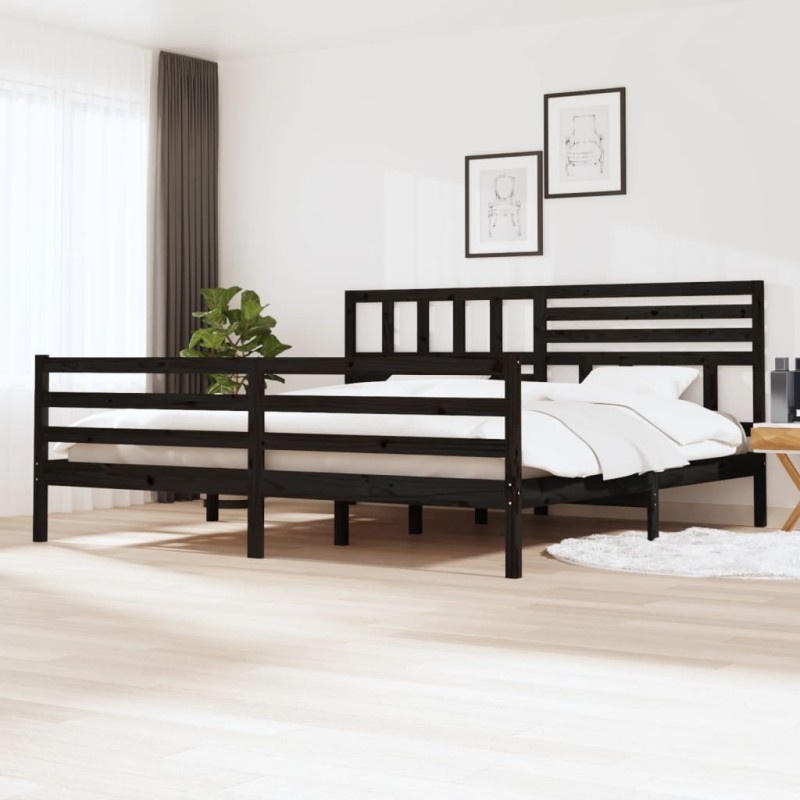 Giroletto Nero in Legno Massello 180x200 cm 6FT Super King