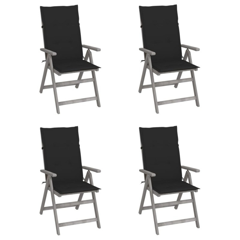 Sedie da Giardino Reclinabili 4pz con Cuscini Massello Acacia Sedie da Giardino Reclinabili 4pz con Cuscini Massello Acacia