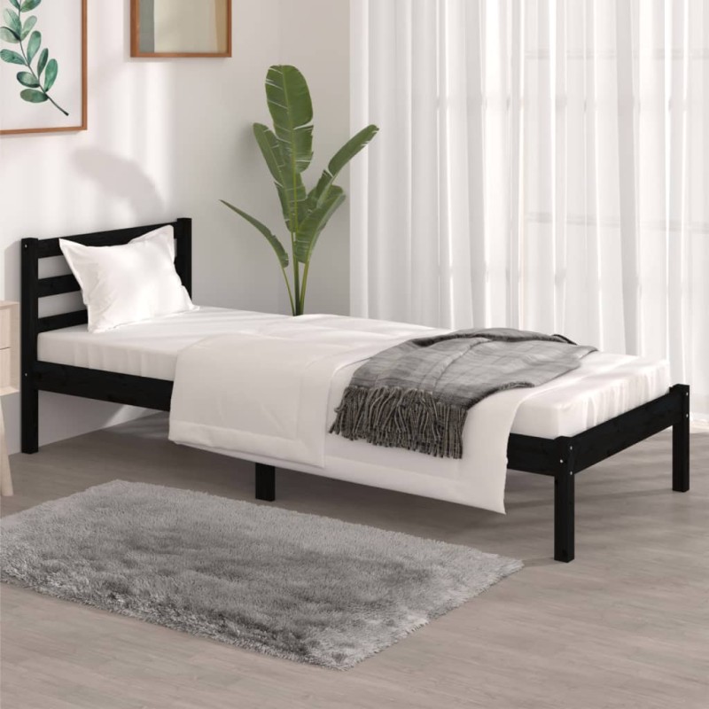 Giroletto in Legno di Pino 75x190 cm Nero 2FT6 Small Single Giroletto in Legno di Pino 75x190 cm Nero 2FT6 Small Single