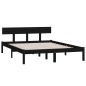 Giroletto Nero in Legno Massello di Pino 135x190 cm UK Double Giroletto Nero in Legno Massello di Pino 135x190 cm UK Double