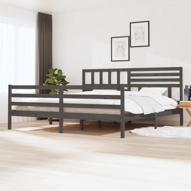 Giroletto Grigio in Legno Massello 180x200 cm 6FT Super King Giroletto Grigio in Legno Massello 180x200 cm 6FT Super King