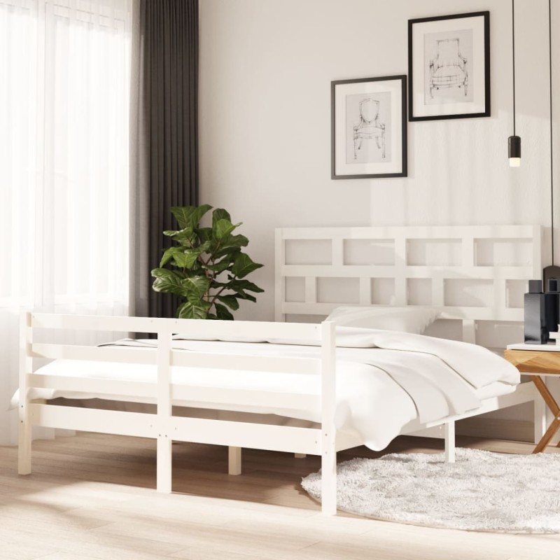 Giroletto Bianco in Legno Massello 150x200 cm 5FT King Size Giroletto Bianco in Legno Massello 150x200 cm 5FT King Size