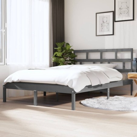 Giroletto Grigio in Legno Massello 135x190 cm 4FT6 Double