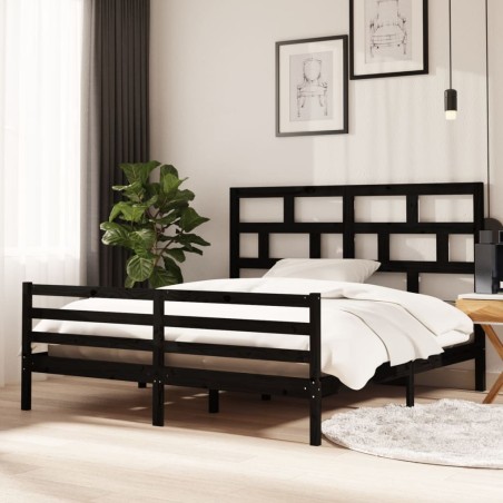 Giroletto Nero in Legno Massello 180x200 cm 6FT Super King