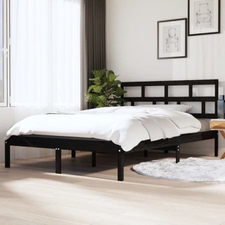 Giroletto Nero in Legno Massello 135x190 cm 4FT6 Double