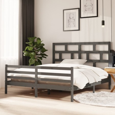 Giroletto Grigio in Legno Massello 180x200 cm 6FT Super King