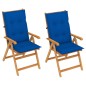 Sedie da Giardino 2 pz con Cuscini Blu Reale Massello di Teak Sedie da Giardino 2 pz con Cuscini Blu Reale Massello di Teak