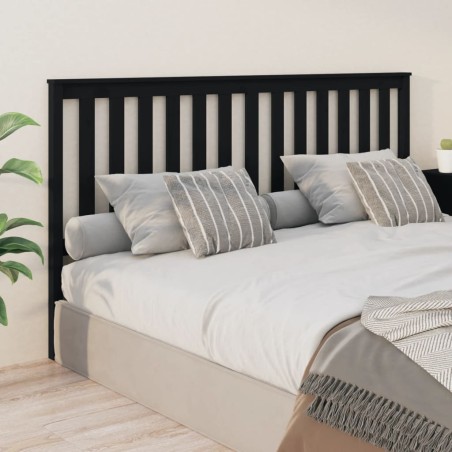Testiera per Letto Nera 186x6x101 cm in Legno Massello di Pino