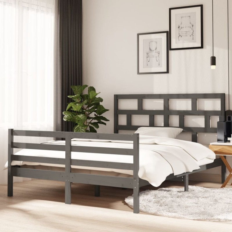 Giroletto Grigio in Legno Massello 150x200 cm 5FT King Size Giroletto Grigio in Legno Massello 150x200 cm 5FT King Size