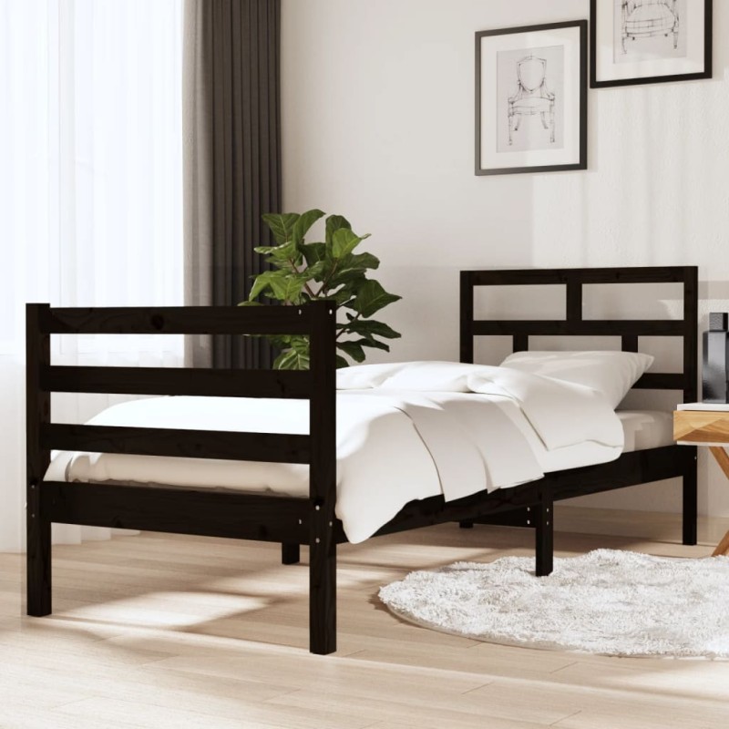 Giroletto Nero in Legno Massello 75x190 cm 2FT6 Small Single Giroletto Nero in Legno Massello 75x190 cm 2FT6 Small Single