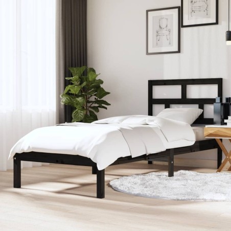 Giroletto Nero in Legno Massello 75x190 cm 2FT6 Small Single