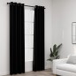 Tende Oscuranti Effetto Lino con Occhielli 2pz 140x245cm Nere Tende Oscuranti Effetto Lino con Occhielli 2pz 140x245cm Nere