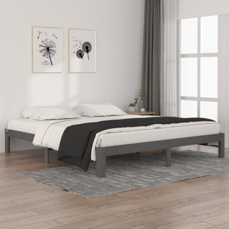 Giroletto Grigio in Legno Massello 180x200 cm 6FT Super King