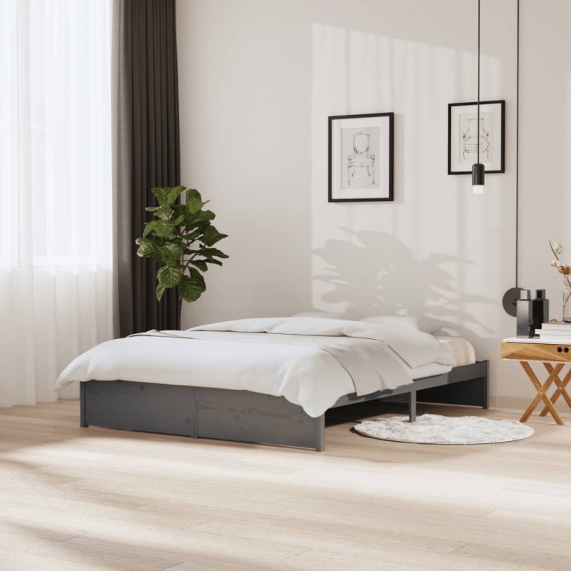 Giroletto Grigio in Legno Massello 150x200 cm 5FT King Size Giroletto Grigio in Legno Massello 150x200 cm 5FT King Size