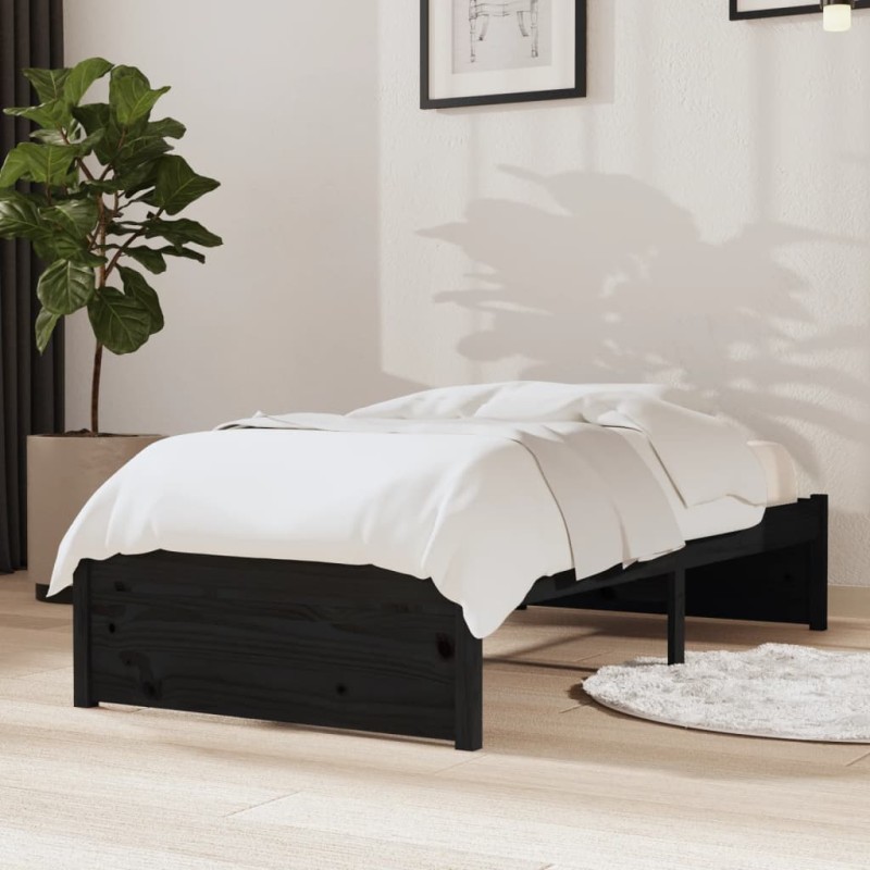 Giroletto Nero in Legno Massello 75x190 cm 2FT6 Piccolo Singolo