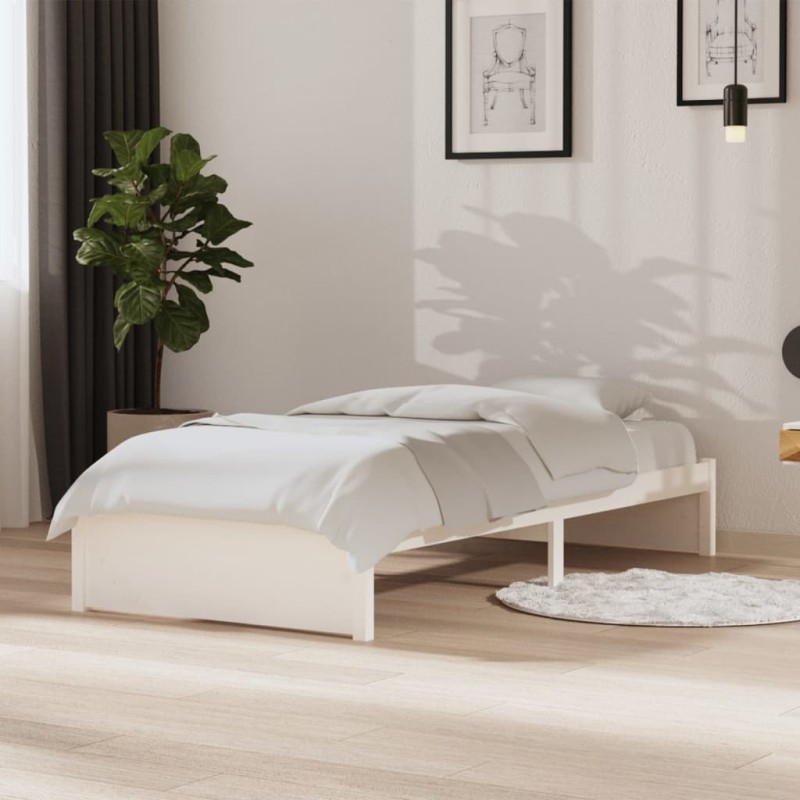 Giroletto Bianco in Legno Massello 90x190 cm 3FT Singolo Giroletto Bianco in Legno Massello 90x190 cm 3FT Singolo