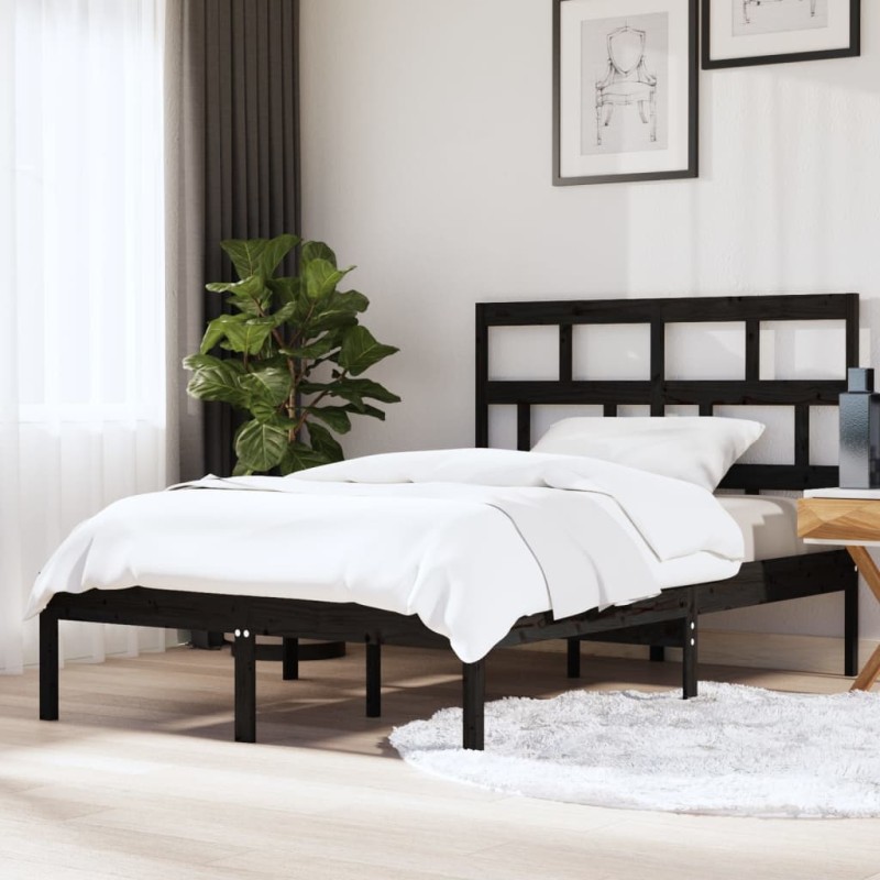 Giroletto Nero in Legno Massello 150x200 cm 5FT King Size Giroletto Nero in Legno Massello 150x200 cm 5FT King Size