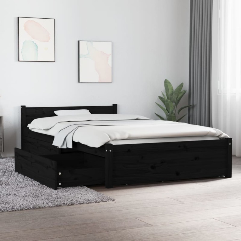Giroletto con Cassetti Nero 90x200 cm Giroletto con Cassetti Nero 90x200 cm