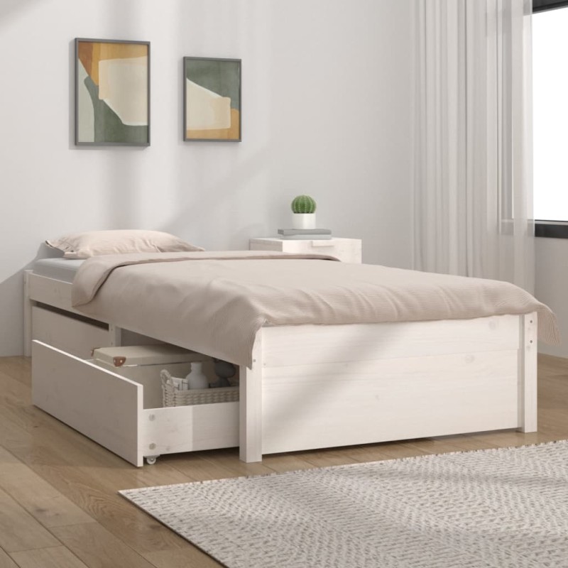 Giroletto con Cassetti Bianco 90x200 cm Giroletto con Cassetti Bianco 90x200 cm