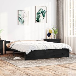 Giroletto Nero in Legno Massello 150x200 cm 5FT King Size