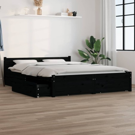 Giroletto con Cassetti Nero 150x200 cm 5FT King Size