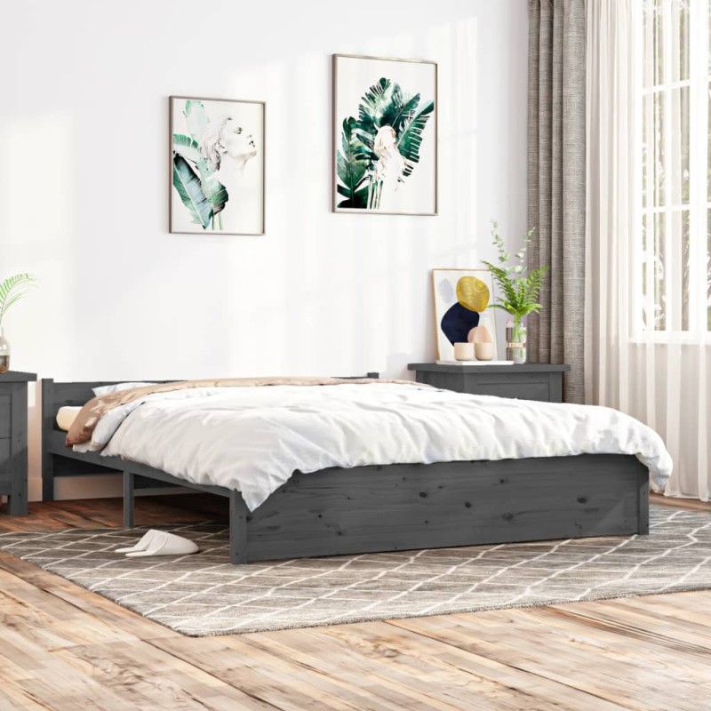 Giroletto Grigio in Legno Massello 150x200 cm 5FT King Size Giroletto Grigio in Legno Massello 150x200 cm 5FT King Size