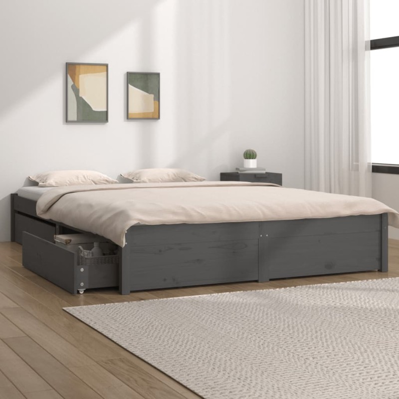 Giroletto con Cassetti Grigio 150x200 cm 5FT King Size
