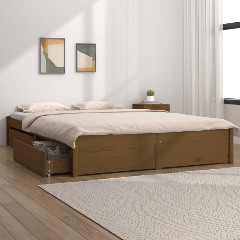 Giroletto con Cassetti Miele 120x190 cm 4FT Small Double Giroletto con Cassetti Miele 120x190 cm 4FT Small Double