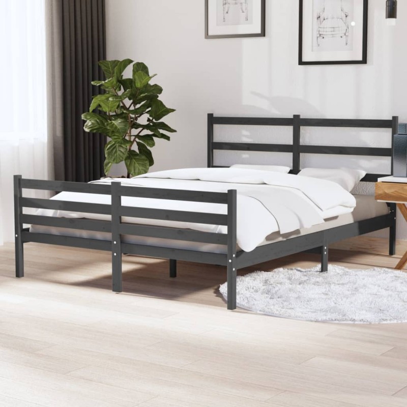 Giroletto Grigio in Legno Massello Pino 135x190 cm 4FT6 Double