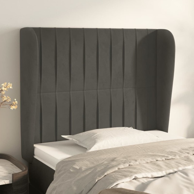vidaXL Testiera ad Orecchio Grigio Scuro 93x23x118/128 cm in Velluto vidaXL Testiera ad Orecchio Grigio Scuro 93x23x118/128 cm in Velluto