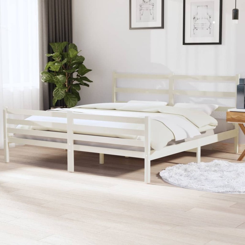 Giroletto Bianco Legno Massello Pino 180x200 cm 6FT Super King Giroletto Bianco Legno Massello Pino 180x200 cm 6FT Super King
