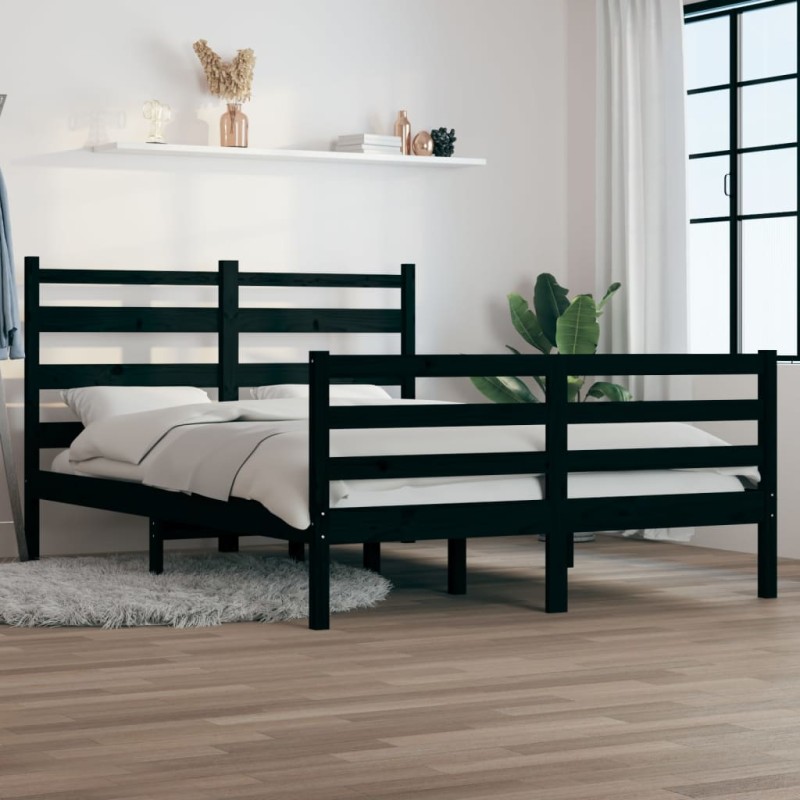 Giroletto in Legno Massello di Pino 140x200 cm Nero