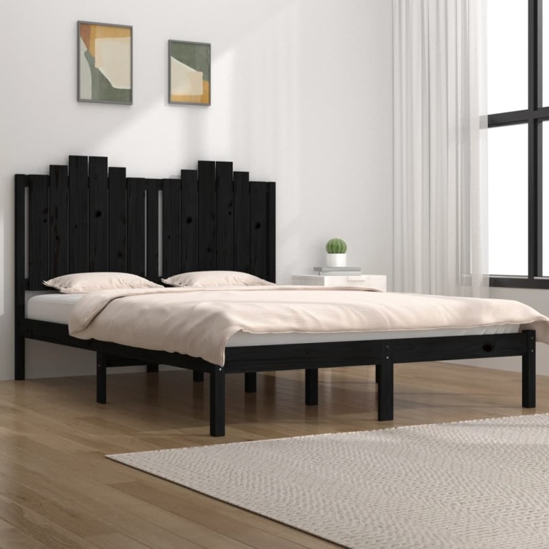Giroletto Nero Legno Massello di Pino 180x200 cm 6FT Super King Giroletto Nero Legno Massello di Pino 180x200 cm 6FT Super King