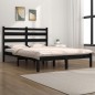 Giroletto Nero in Legno Massello di Pino 135x190 cm 4FT6 Double Giroletto Nero in Legno Massello di Pino 135x190 cm 4FT6 Double