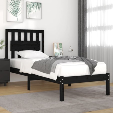 Giroletto Nero Legno Massello Pino 75x190 cm 2FT6 Small Single