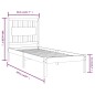 Giroletto Nero Legno Massello Pino 75x190 cm 2FT6 Small Single