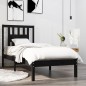 Giroletto Nero in Legno Massello 75x190 cm 2FT6 Small Single