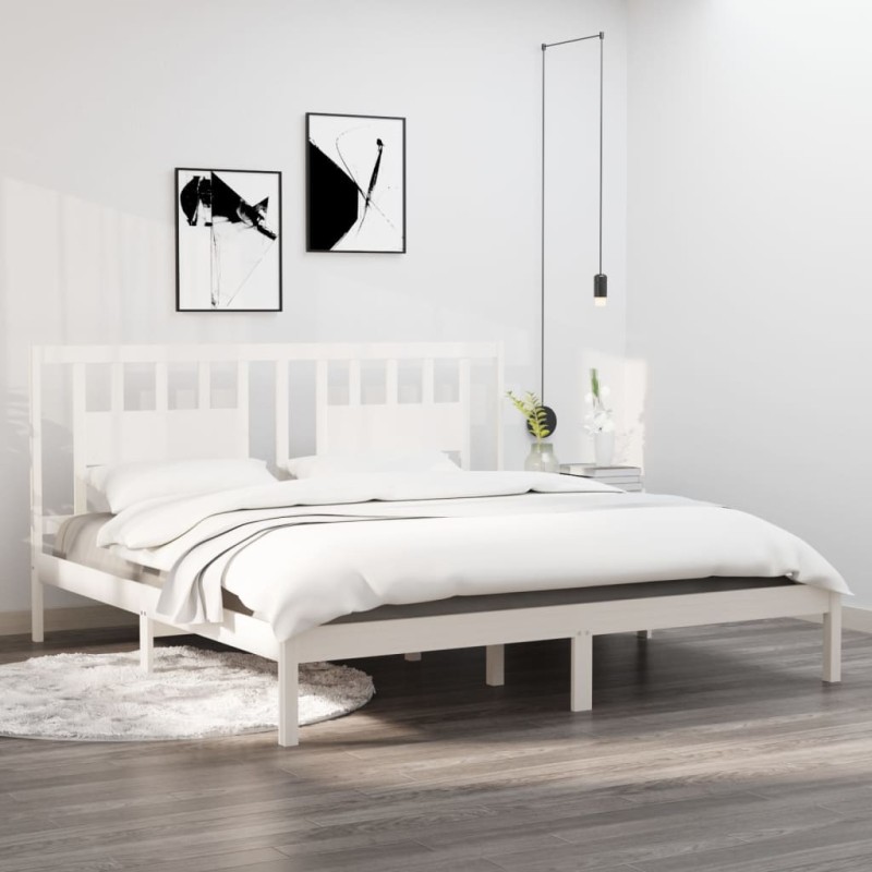 vidaXL Giroletto Bianco in Legno Massello 180x200 cm Super King vidaXL Giroletto Bianco in Legno Massello 180x200 cm Super King
