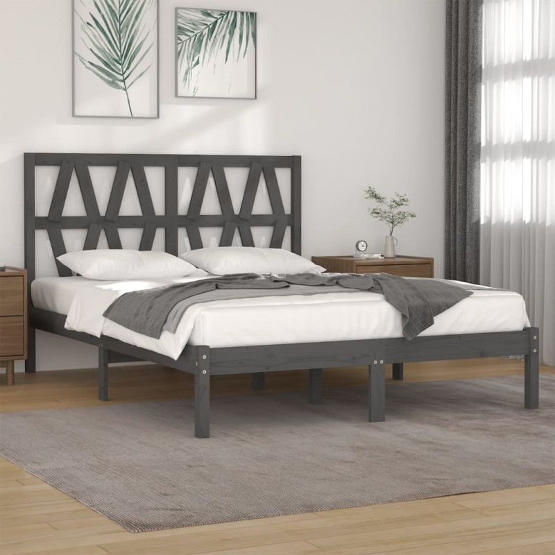 Giroletto Grigio in Legno Massello di Pino 160x200 cm