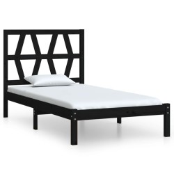 Giroletto Nero in Legno Massello di Pino 90x190 cm 3FT Single