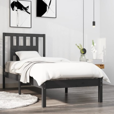 Giroletto Grigio in Legno Massello 90x190 cm 3FT Single