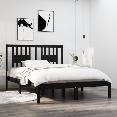 Giroletto Nero in Legno Massello 120x190 cm 4FT Small Double