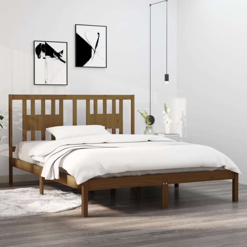 Giroletto Miele in Legno Massello 150x200 cm 5FT King Size Giroletto Miele in Legno Massello 150x200 cm 5FT King Size