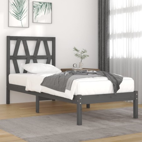 Giroletto Grigio in Legno Massello di Pino 90x190 cm 3FT Single