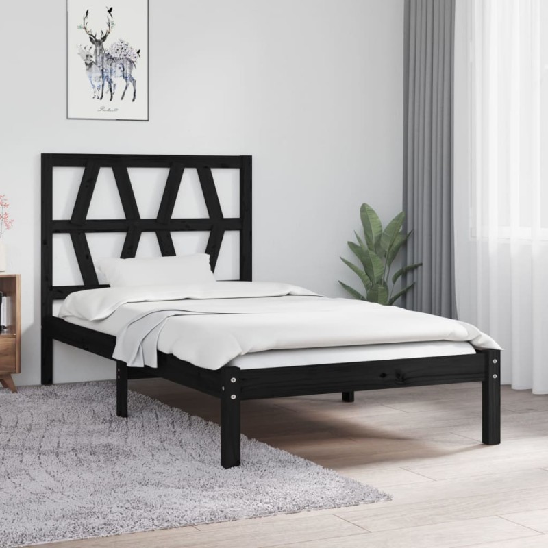 Giroletto Nero in Legno Massello 75x190 cm 2FT6 Small Single Giroletto Nero in Legno Massello 75x190 cm 2FT6 Small Single