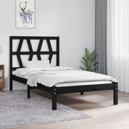 Giroletto Nero in Legno Massello 75x190 cm 2FT6 Small Single